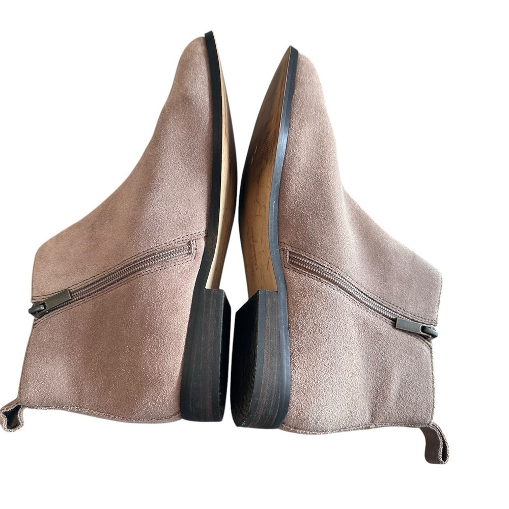 Lands End Ankle Bootie Women's 10 Tan Suede Chelsea Side Zip Beige Western Boho - Picture 7 of 9